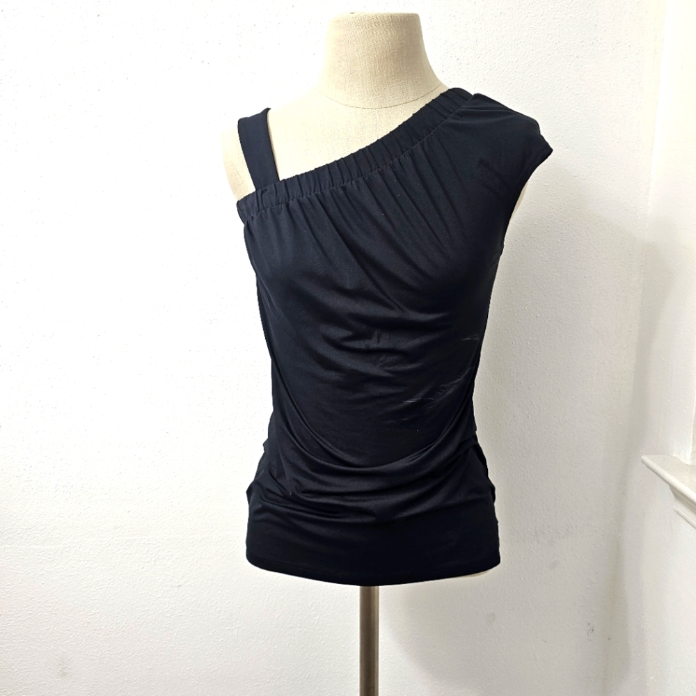 Gap Body Fit Asymetric Black Workout Top Size XS Y2k